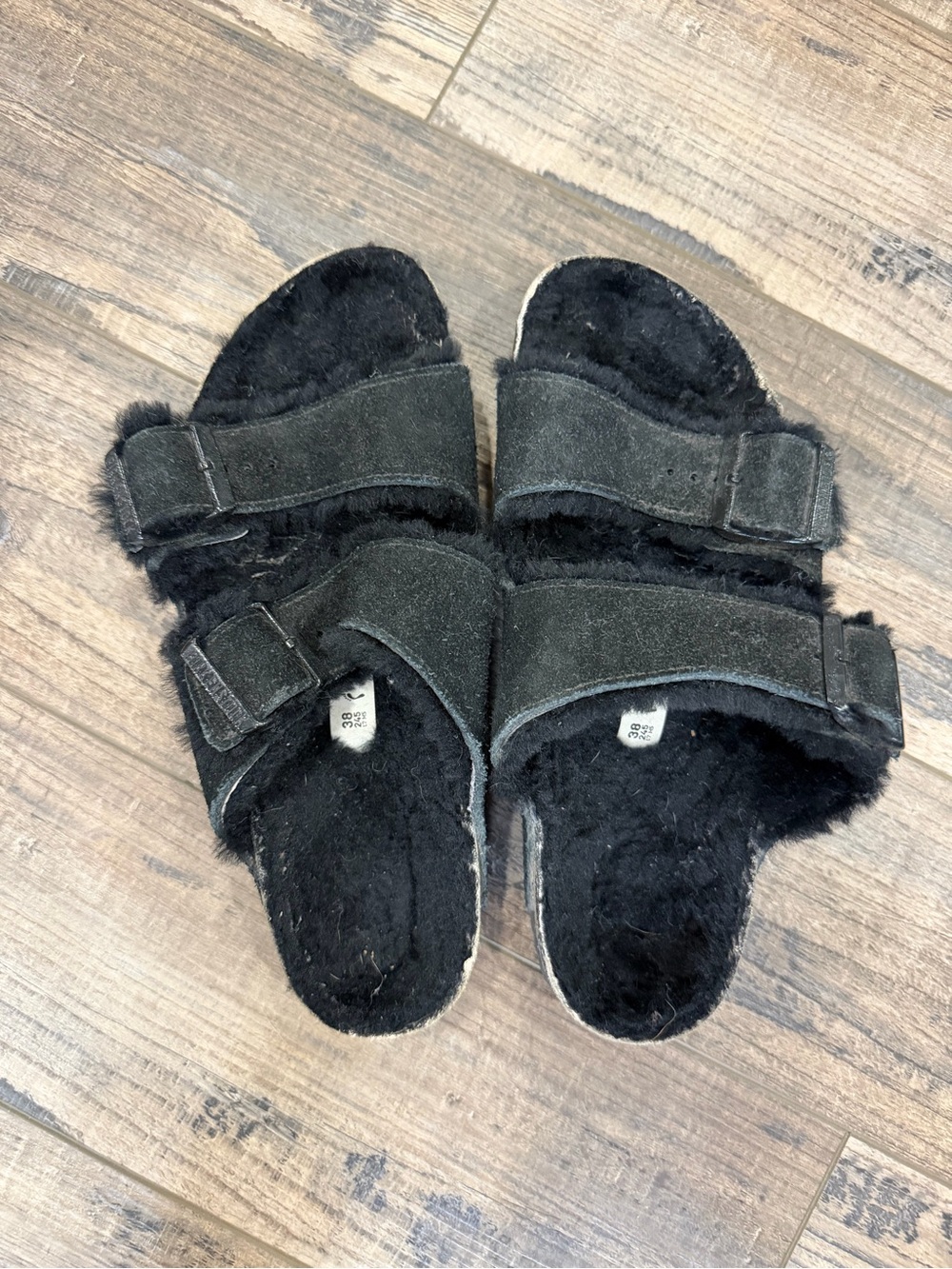Birkenstock Suede Fuzzy Slide Sandals Size 38